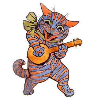 😎 cat, ukulele, music, cartoon, animal, cute telegram sticker