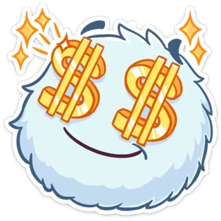 🤑 dinero, dólar, esponjoso, brillante, emoji, dibujos animados telegram sticker