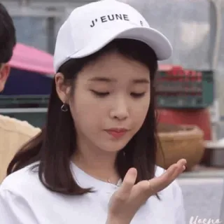 🦋 J'EUNE женщина, шляпа, корейский, белый, еда, милый whatsapp sticker
