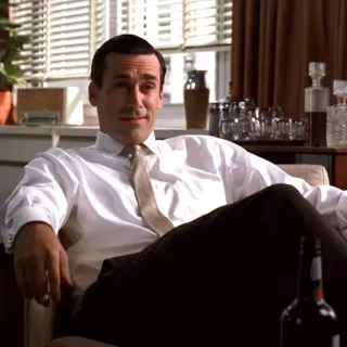 🚬 Don Draper Mad Men homme, costume, alcool, émission télé, affaires telegram sticker