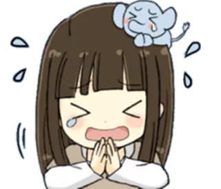 😢 płacz, smutny, kreskówka, dziewczyna, anime, słoń telegram sticker