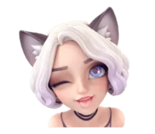 😜 Аниме, Девушка, Мультфильм, Волчьи уши, Милый, Стикер telegram sticker