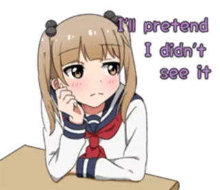 🙄 I'll pretend I didn't see it anime, girl, pretend, ignore, student, schoolgirl telegram sticker