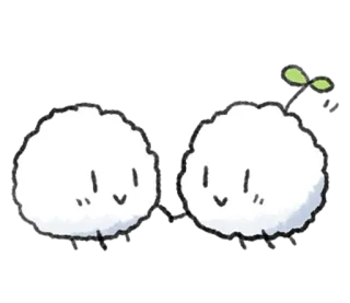 💭 かわいい, カワイイ, 雪玉, キャラクター, 白, 植物 telegram sticker