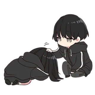 🥲 Anime, Couple, Amour, Triste, Réconfort, Affection telegram sticker