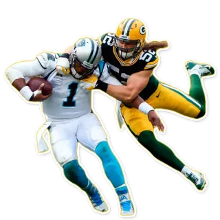 🇦🇩 американский футбол, спорт, спортсмен, столкновение, захват, Green Bay Packers, Carolina Panthers, НФЛ telegram sticker