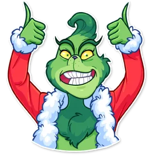 👍 Grinch Grinch, Navidad, dibujos animados, festivo, personaje, pulgar arriba whatsapp sticker