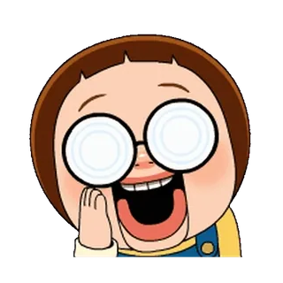 🤓 Dibujo animado, Personaje, Feliz, Sonrisa, Alegre, Emocionado telegram sticker