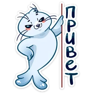 👋 Привет anjing laut, halo, salam, hewan, lucu, kartun telegram sticker