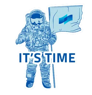 ❗️ IT'S TIME Astronaut, Weltraum, Flagge, Blau, Zeit telegram sticker