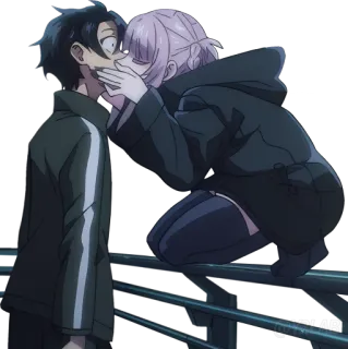 👩‍❤‍💋‍👨 anime, beso, romance, pareja whatsapp sticker