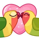 😘 tourtereaux, oiseaux, amour, coeur, baiser, mignon, dessin animé telegram sticker