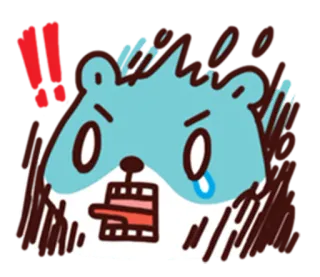 ‼ 화난, 우는, 속상한, 좌절한, 짜증난, 만화, 동물, 파란색 telegram sticker