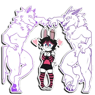 👉 you you furry, anthropomorphic, wolf, rabbit, bunny, cute, cartoon, animal, sketch telegram sticker