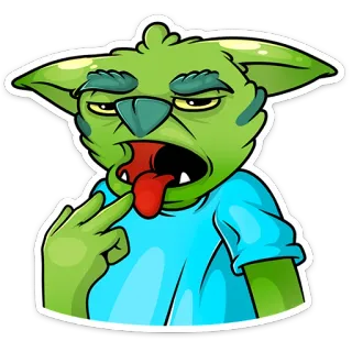 🤢 Goblin, Desenho animado, Nojo, Grosseiro, Ofensivo, Pele verde, Monstro whatsapp sticker