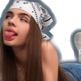 🥵 woman, tongue, rolling eyes, girl, bandana, pretty telegram sticker