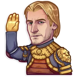 🖐 Jaime Lannister Game of Thrones Jaime Lannister, Gra o Tron, Postać, Złota Ręka, Podniesiona Ręka telegram sticker