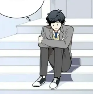 ☹️ triste, anime, manga, escuela, estudiante, escaleras telegram sticker