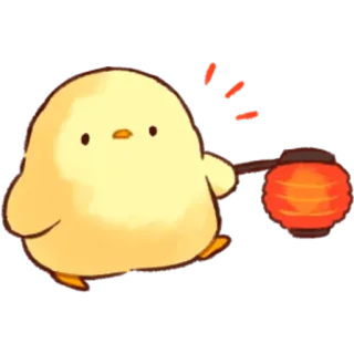 🏮 ลูกไก่, นก, โคมไฟ, น่ารัก, สีเหลือง, สัตว์ telegram sticker