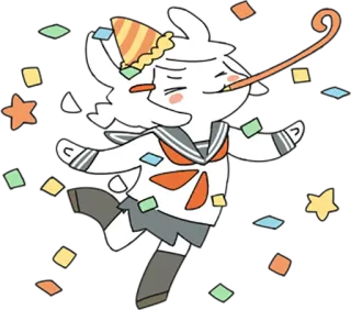 🎉 celebration, party, confetti, animal, cute, sticker, cartoon whatsapp sticker