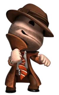 💼 Sackboy LittleBigPlanet Sackboy, LittleBigPlanet, personaje, juego, sombrero, corbata, abrigo telegram sticker