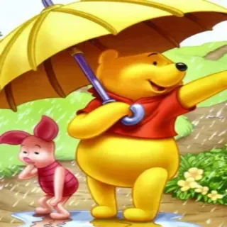 🌧 Winnie the Pooh cartoon, winnie the pooh, piglet, umbrella, rain, disney telegram sticker