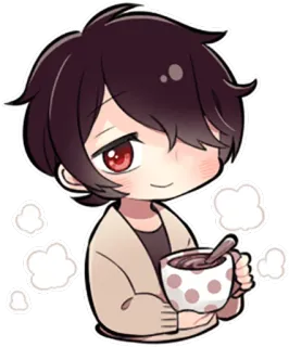☕ Anime, Menino, Chocolate quente, Fofo, Kawaii, Chibi telegram sticker