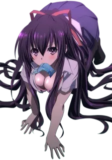 😏 Anime, Garota, Decote, Sexy, Cabelo longo telegram sticker
