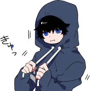 😐 きゅっ anime, cute, character, japanese, hoodie, chibi whatsapp sticker