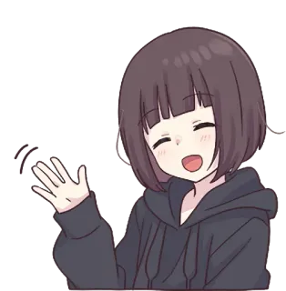 👋 аниме, девушка, машет, милая telegram sticker