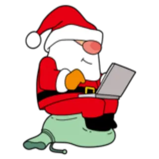 💻 Santa Claus サンタクロース, クリスマス, ホリデー, 漫画, ラップトップ, エルフ telegram sticker