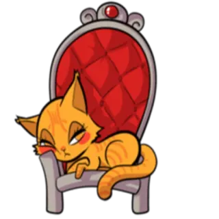😌 แมว, เก้าอี้, ขี้เกียจ, น่ารัก, สัตว์ telegram sticker