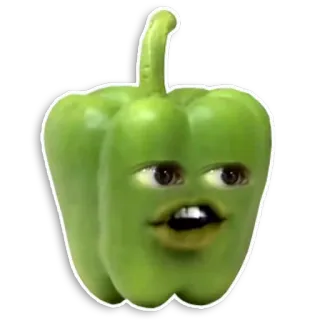 😯 peperone, verde, verdura, frutta, faccia telegram sticker