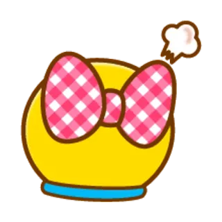 🐶 การ์ตูน, คาวาอิ, น่ารัก, ริบบิ้น, สีเหลือง telegram sticker