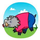 🏃 свинья, животное, мультфильм, кабан, одежда whatsapp sticker