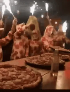 🍕 pizza, party, celebration, sparklers, food, clowns, fun whatsapp sticker
