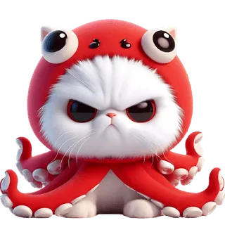 😠 cat, octopus, funny, animal, cute, character telegram sticker