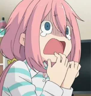 💖 Nadeshiko Kagamihara Laid-Back Camp anime, takut, terkejut, kartun, karakter, Yuru Camp, Nadeshiko Kagamihara telegram sticker