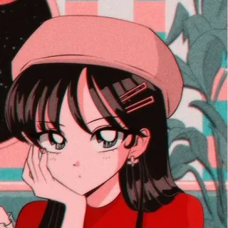 🧐 Anime, Manga, Dessin animé, Fille, Portrait, Illustration, Béret whatsapp sticker