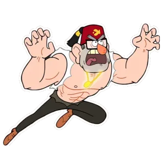 😡 Stan Pines Gravity Falls Kartun, Karakter, Marah, Lucu, Berotot, Kekar telegram sticker