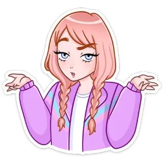 🤷‍♀ девушка, человек, пожимая плечами, мультфильм, аниме, выражение, вопрошающий telegram sticker