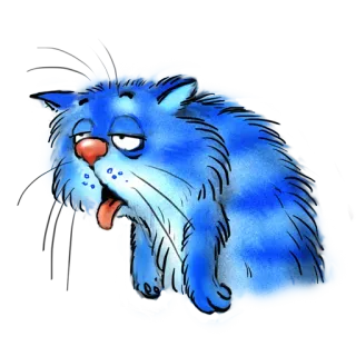 🛏 gatto, blu, cartone animato, assonnato, esausto telegram sticker