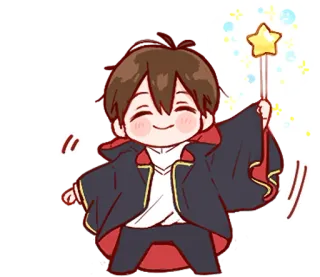 🌟 magia, mago, scintillio, felice, carino, cartone animato, anime telegram sticker