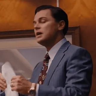 👇 Leonardo DiCaprio The Wolf of Wall Street актер, фильм, костюм, Леонардо ДиКаприо telegram sticker