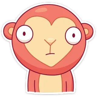 😕 원숭이, 귀여운, 만화, 동물, 스티커 telegram sticker