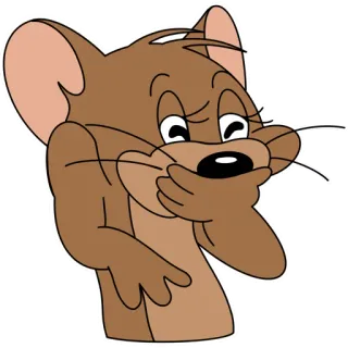 😁 Jerry Tom and Jerry cartone animato, topo, sorriso, coprire la bocca, ridere telegram sticker