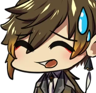 😅 Zhongli Genshin Impact anime, chibi, zhongli, genshin impact, nervous, sweat telegram sticker