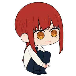 🙄 Makima Chainsaw Man anime, manga, Makima, Chainsaw Man, character, cartoon, red hair telegram sticker