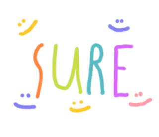 😊 SURE positive Bestätigung, Ermutigung, Akzeptanz, Zustimmung, bunt, Gekritzel whatsapp sticker