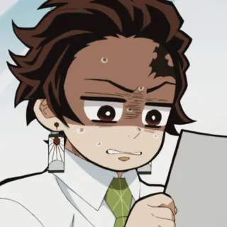🔳 Tanjiro Kamado Demon Slayer 애니메이션, 귀멸의 칼날, 탄지로, 충격 telegram sticker